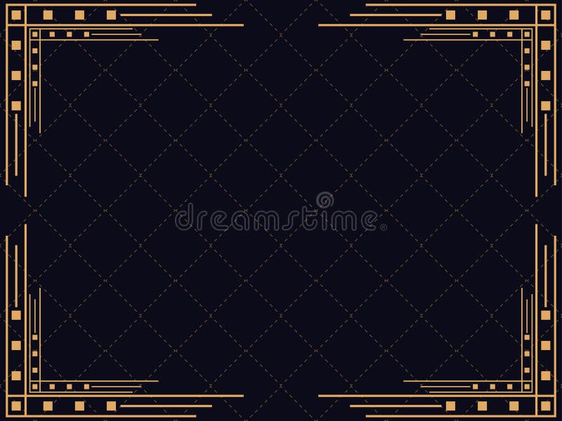 Blocco per grafici di art deco Confine lineare d'annata Progetti un modello per gli inviti, gli opuscoli e le cartoline d'auguri illustrazione vettoriale Blocco per grafici di art deco Confine lineare d'annata Progetti un modello per gli inviti, gli opuscoli e le cartoline d'auguri illustrazione vettoriale