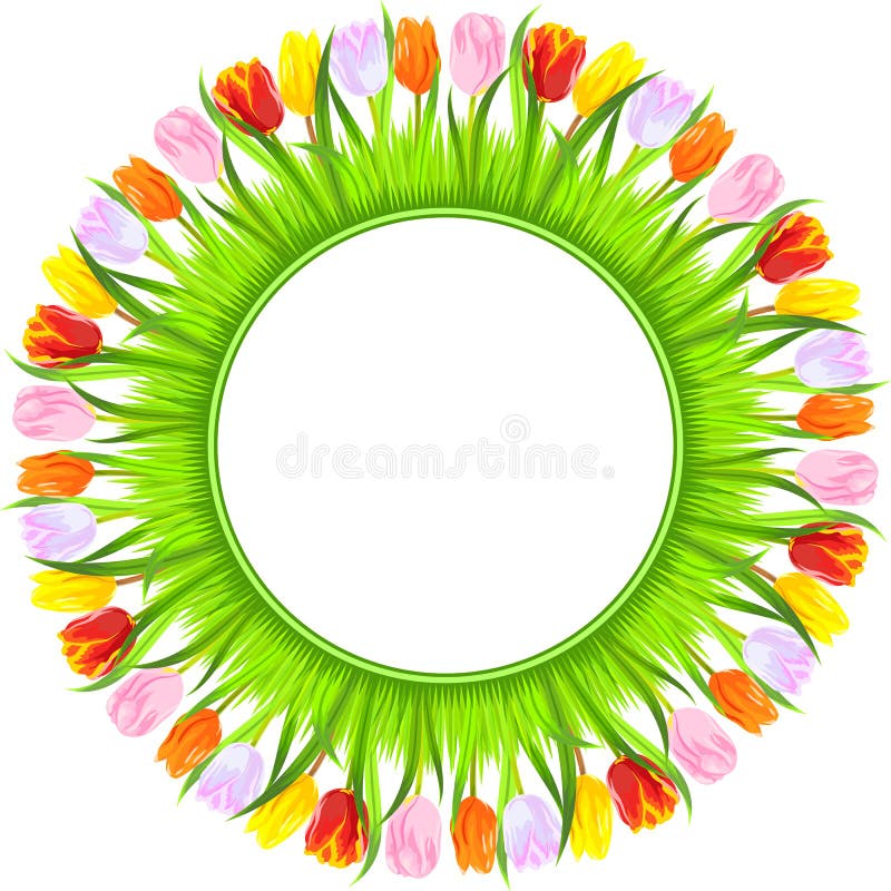 Blocco per grafici rotondo dei tulipani variopinti della sorgente illustrazione vettoriale Blocco per grafici rotondo dei tulipani variopinti della sorgente illustrazione vettoriale