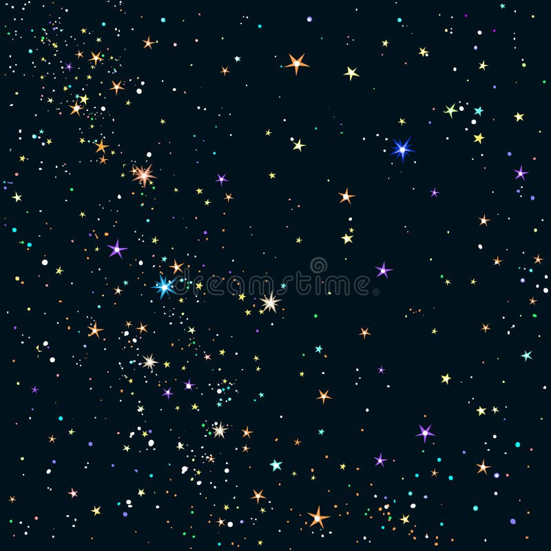 Starry night sky background. Shining bright colorful stars. Space and constellations. Vector illustration. Starry night sky background. Shining bright colorful stars. Space and constellations. Vector illustration.