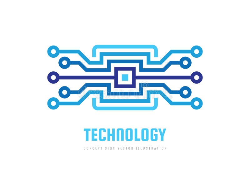 Block chain logo template design. Electronic technology sign. Digital data online communication. Computer chip icon symbol. Vector stock illustration