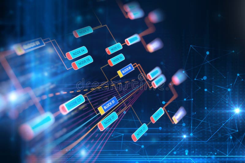 Block chain network concept on technology background vector illustration