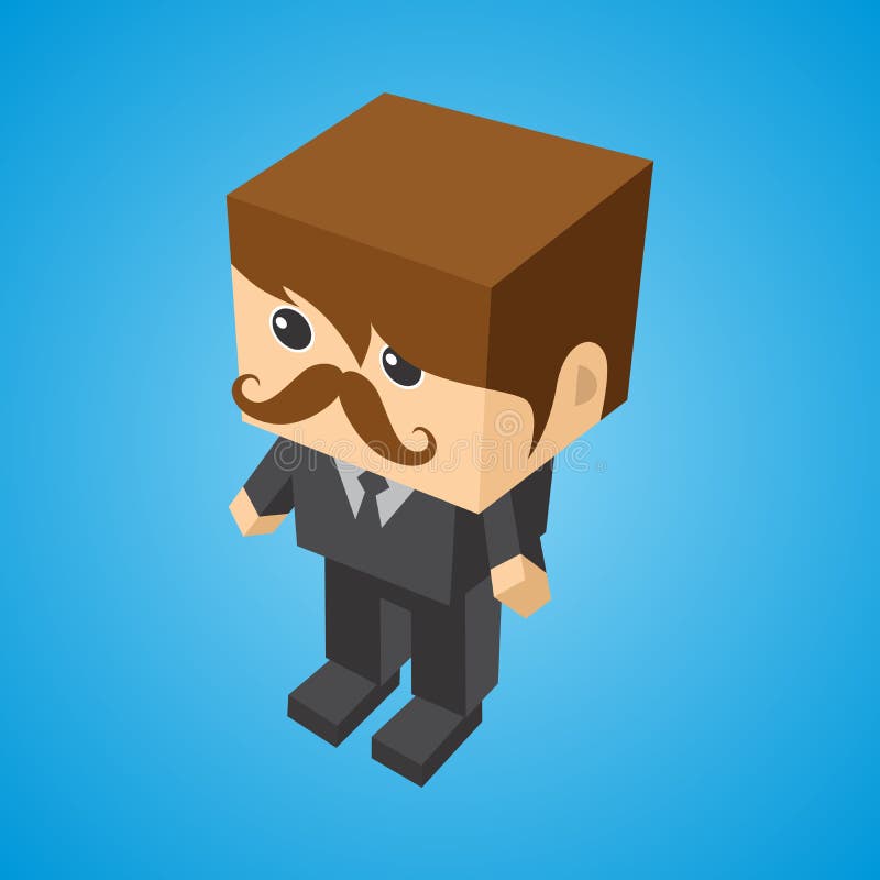 Block Isometric Cartoon Character Stock Vector Illustration of block