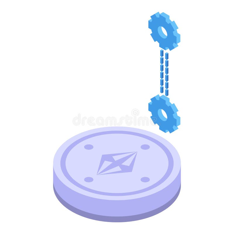 Block Kette Münzsymbol isometrischen Stil stock abbildung