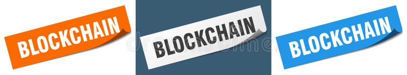 Blockchain banner. blockchain speech bubble label set. stock illustration