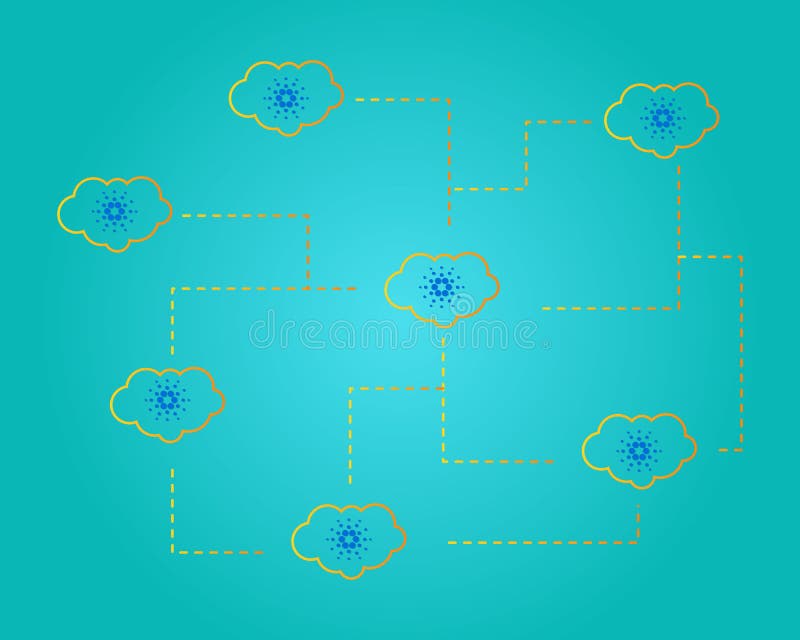 Blockchain cardano with cloud style background royalty free illustration