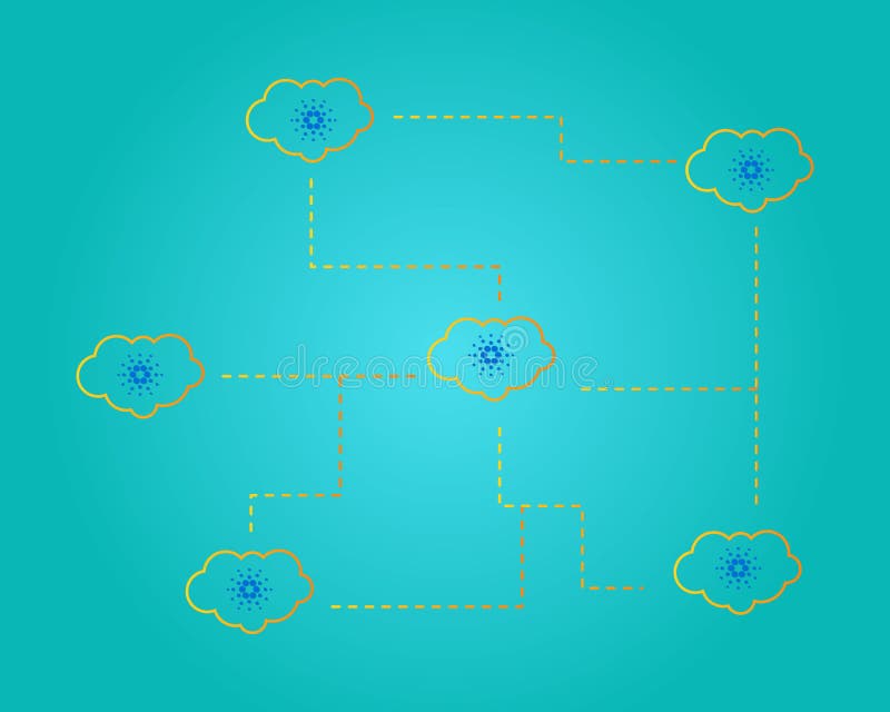 Blockchain cardano with cloud style background royalty free illustration