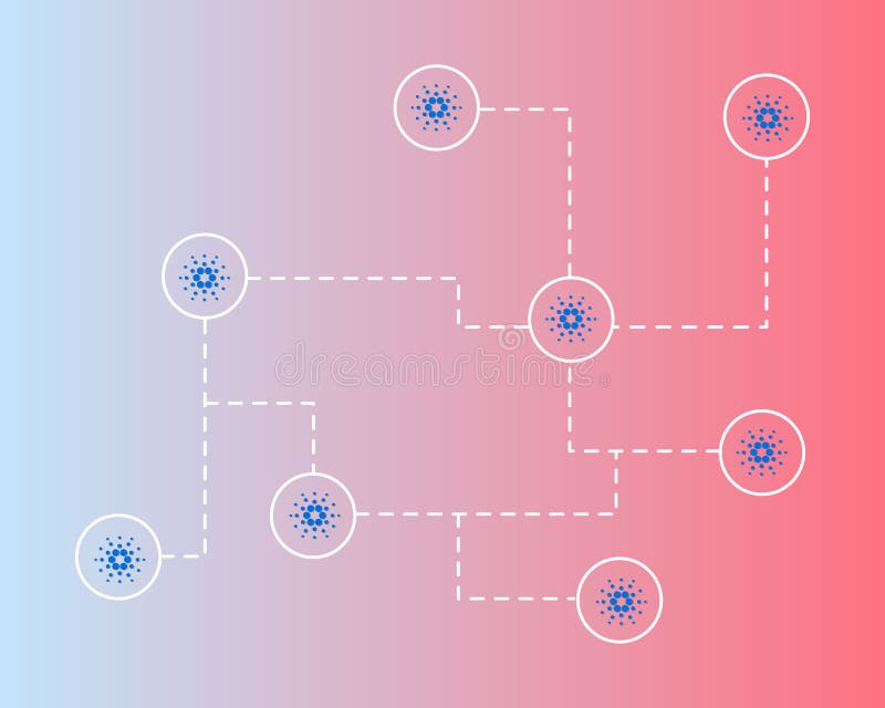 Blockchain cardano blockchain stylu tło. Blockchain cardano blockchain stylu tła wektoru ilustracja