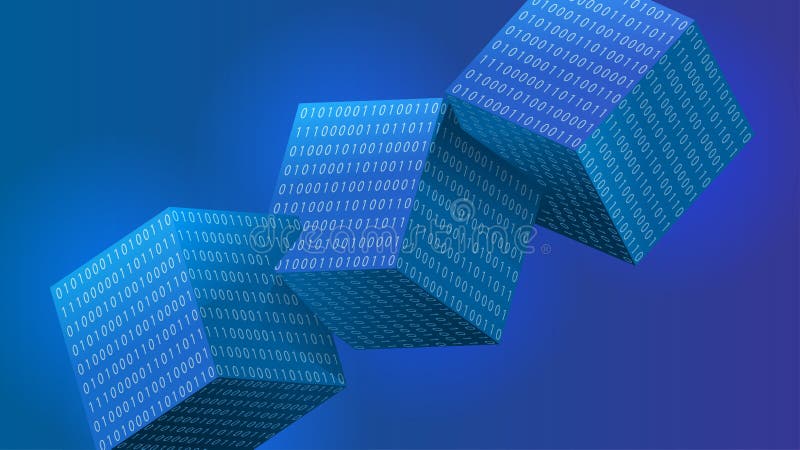 Blockchain concept with cubes and binary code royalty free illustration Blockchain concept with cubes and binary code royalty free illustration