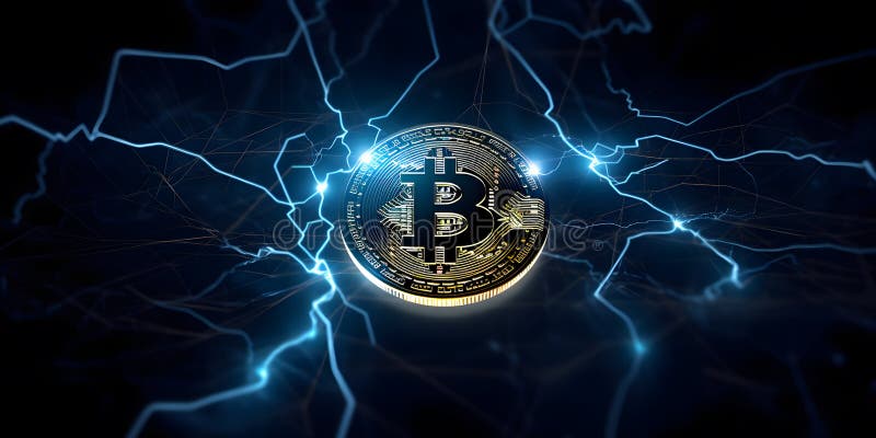 Blockchain cryptocurrency Bitcoin smart contracts decentr generative AI royalty free illustration