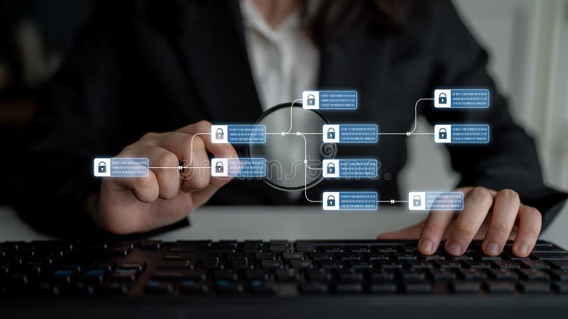 Blockchain Data Structure and Cryptographic Security Chain Latch stock photos