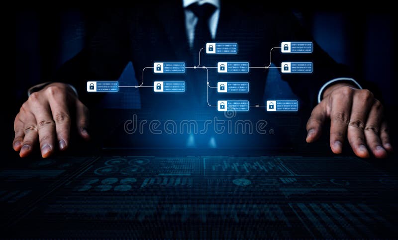 Blockchain Data Structure and Cryptographic Security Chain Vouch royalty free stock images