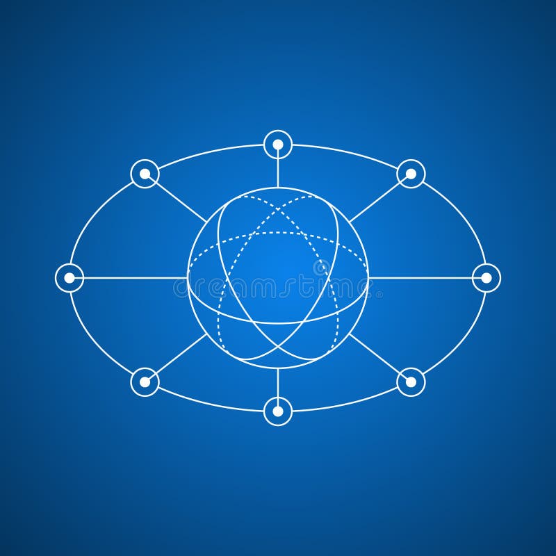 Blockchain Ecosystem illustration vector. Editable stroke royalty free illustration