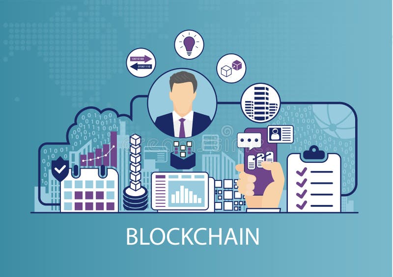 Blockchain-Konzept als Geschäftsvektorillustration stock abbildung