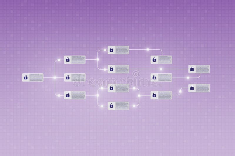 Blockchain-Konzept auf Schirm als gesicherten dezentralisierten Hauptbuch f lizenzfreie abbildung