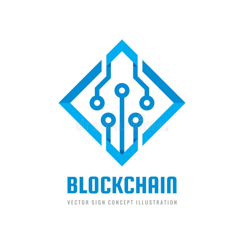 Blockchain - Konzeptgeschäftslogoschablonen-Vektorillustration Kreatives Zeichen der zukünftigen Technologie Digital-cryptocurren vektor abbildung