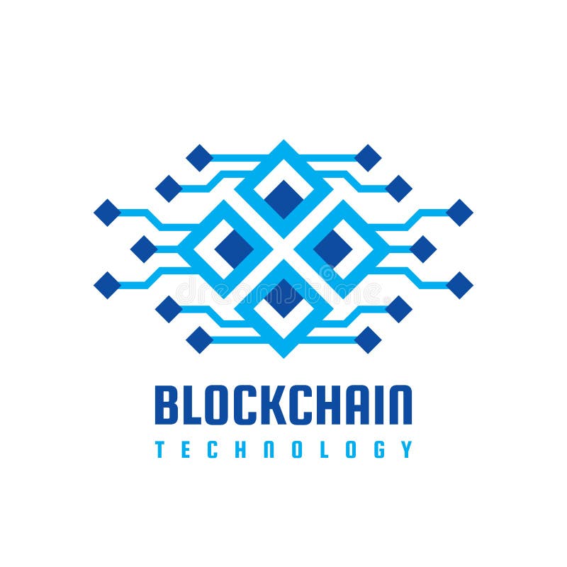Blockchain - Konzeptgeschäftslogoschablonen-Vektorillustration Kreatives Zeichen der zukünftigen Technologie Digital-cryptocurren vektor abbildung