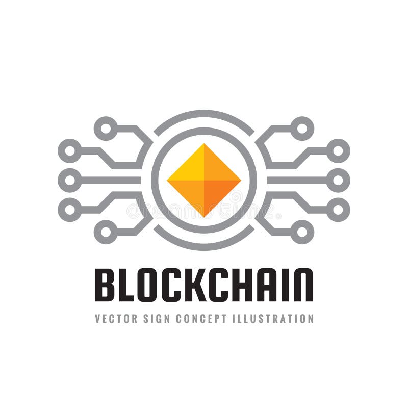 Blockchain - Konzeptlogoschablonen-Vektorillustration Kreatives Zeichen der zukünftigen Technologie Digital-cryptocurrency Ikone stock abbildung
