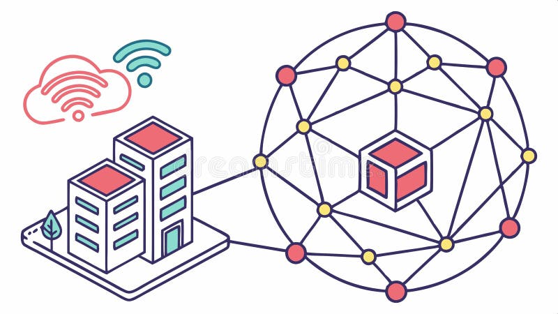 Blockchain network cube, digital connection, cryptocurrency tech, and data structure vector design Generative AI royalty free illustration