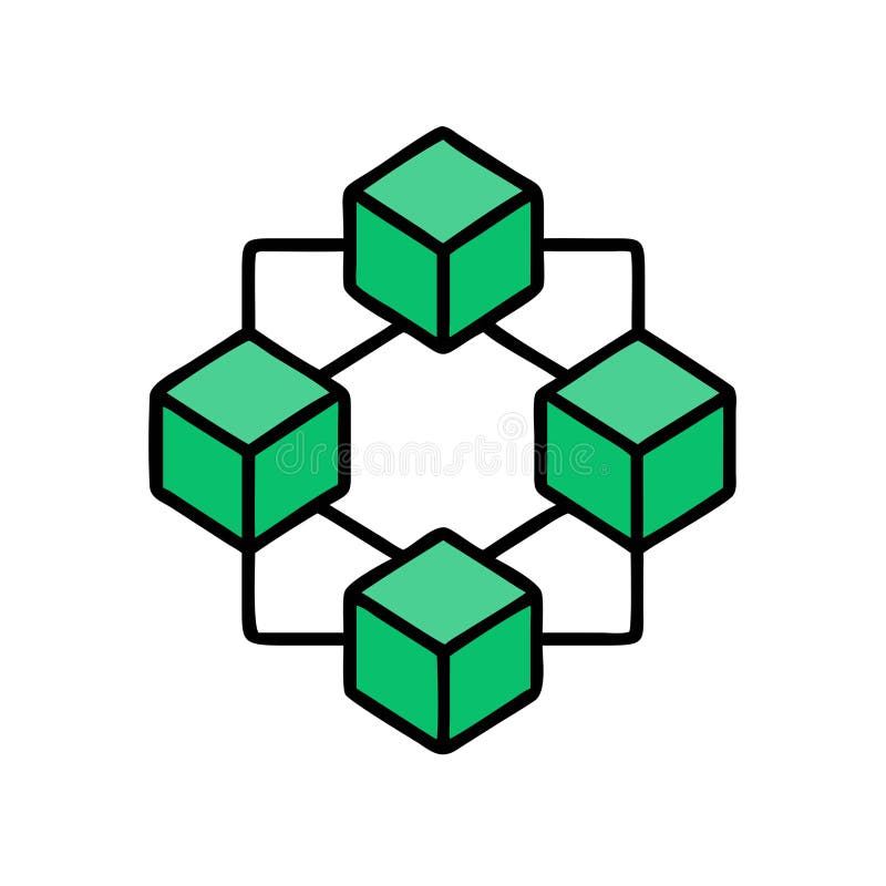 Blockchain Network Graphic with Connected Cubes for Technology and Finance Illustration vector illustration