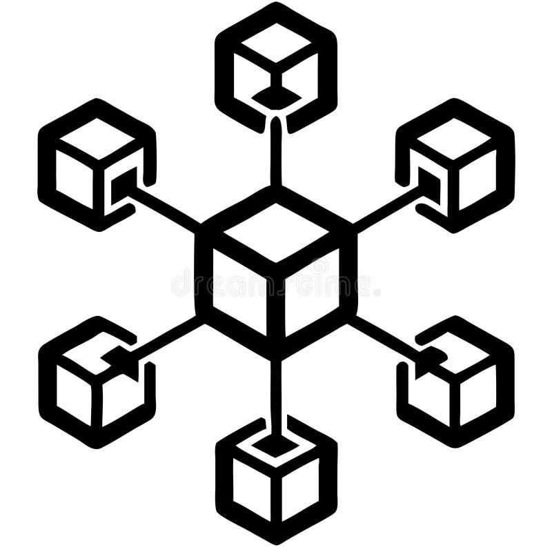 Blockchain Network Vector Illustration Symbolizing Decentralized Digital Technology royalty free illustration