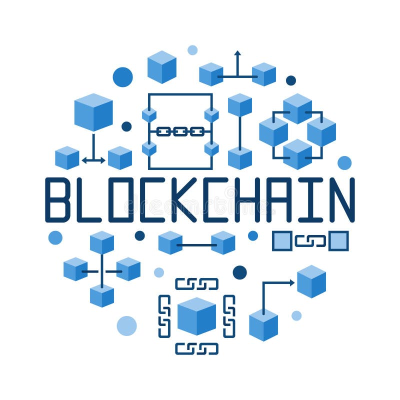Blockchain Round Concept Blue Vector Illustration Stock Vector ...