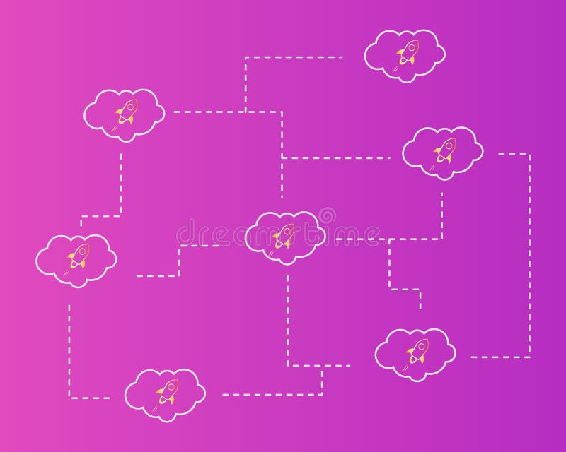 Blockchain stellar with cloud style background stock illustration