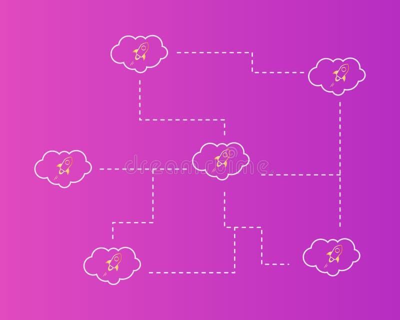 Blockchain stellar with cloud style background vector illustration