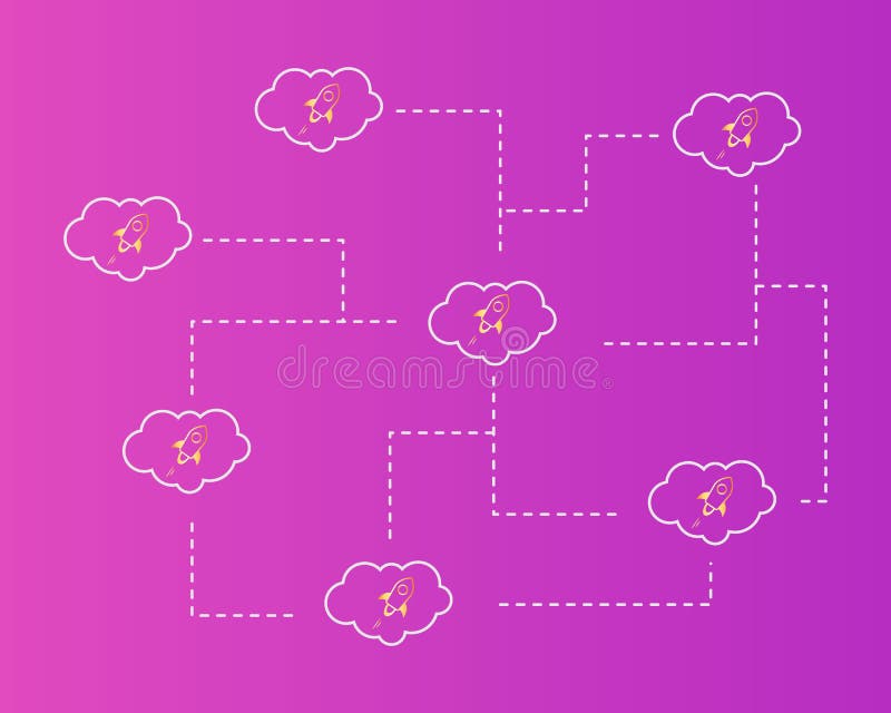 Blockchain stellar with cloud style background royalty free illustration