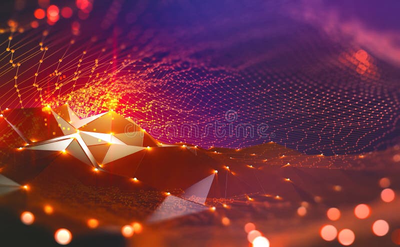 Blockchain technologia Cyfrowej neural sie? royalty ilustracja