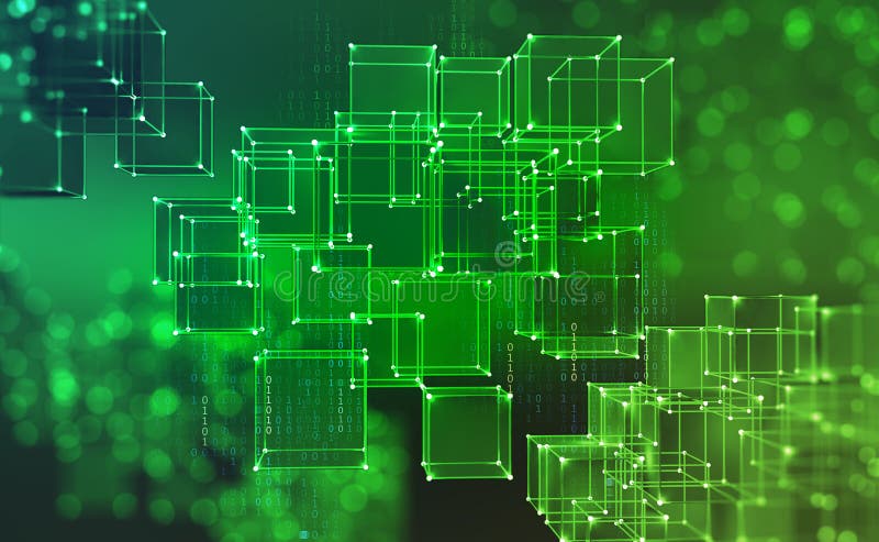 Blockchain technologia Ewidencyjni bloki w cyberprzestrzeni royalty ilustracja