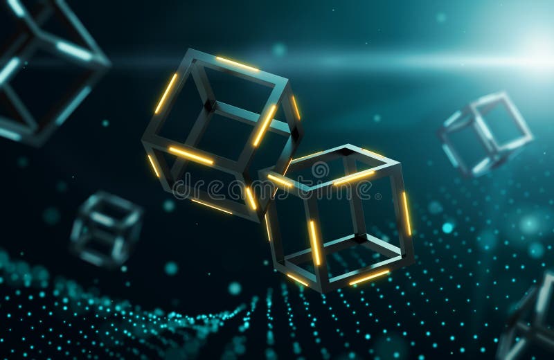 Blockchain technologia z abstrakcjonistycznym tłem ilustracja wektor