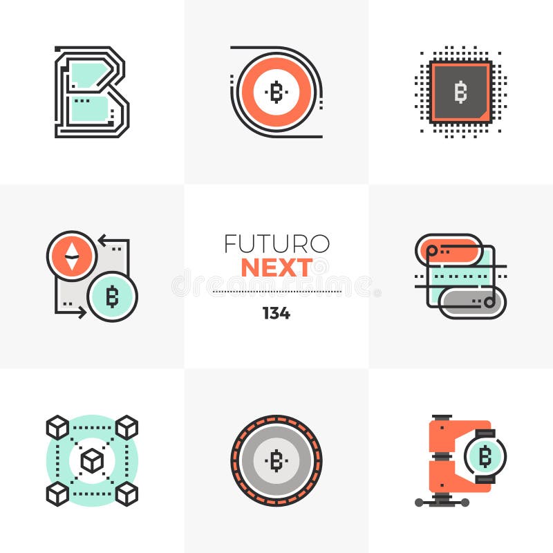 Blockchain technologii Futuro Następne ikony ilustracji
