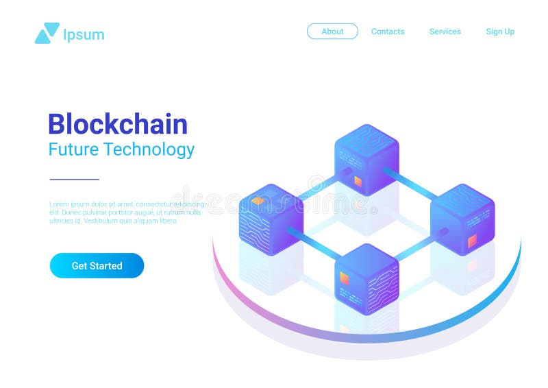 Blockchain technologii Isometric wektor Blokowy Chai ilustracji
