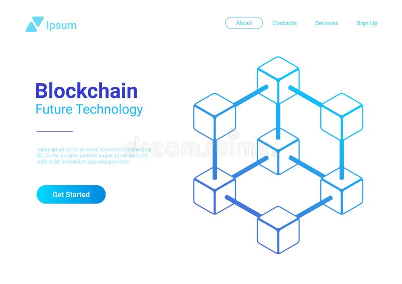 Blockchain technologii Isometric wektor Blokowy Chai ilustracja wektor