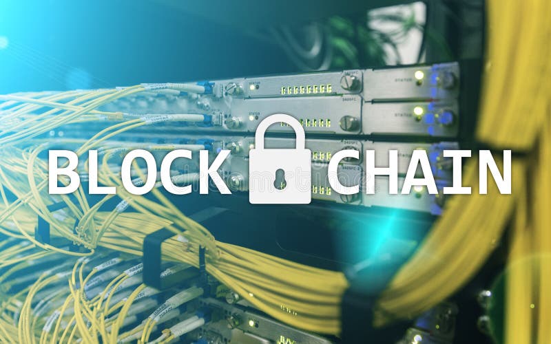 Blockchain technology Concept on server background. Data encryption stock photos