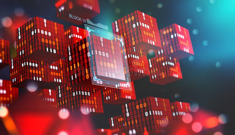 Blockchain technology. Information blocks in digital space. Decentralized global network. Cyberspace data protection royalty free illustration