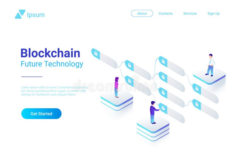 Blockchain Technology Isometric flat vector Block vector illustration