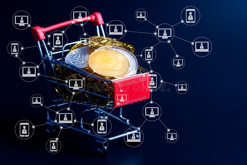 Blockchain teknologi av begreppet för ethereumbitcoincryptocurrency arkivbilder
