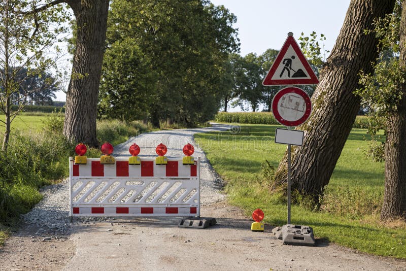 Road Markers At A Construction Site Stock Photo, Picture and