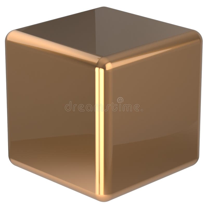 Blockieren geometrische Formwürfel des Würfels den goldenen Vollziegel des grundlegenden Kastens stock abbildung Blockieren geometrische Formwürfel des Würfels den goldenen Vollziegel des grundlegenden Kastens stock abbildung