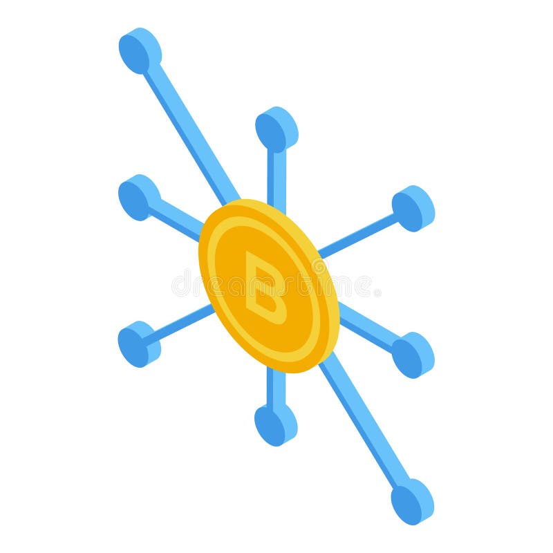 Blockkette Bitcoin-Symbol isometrischer Stil lizenzfreie abbildung