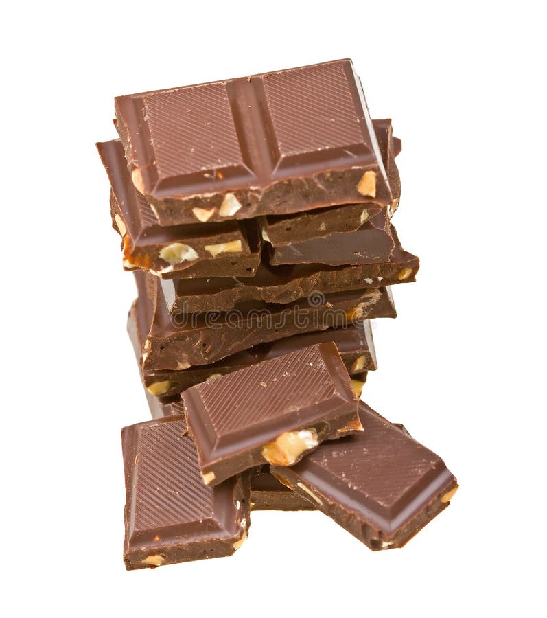 Blocks of Chocolate Isolated on White Stock Photo Image of calorie