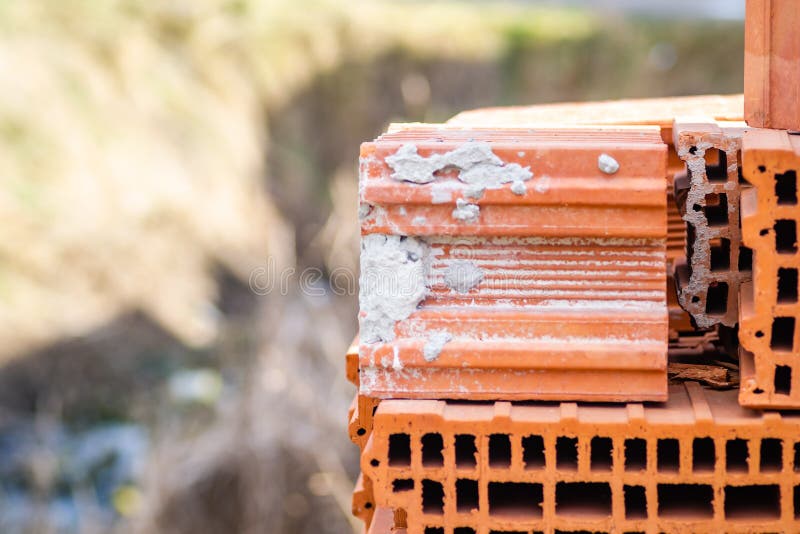 A Pile of Blocks in Front of the Construction Site Stock Image Image
