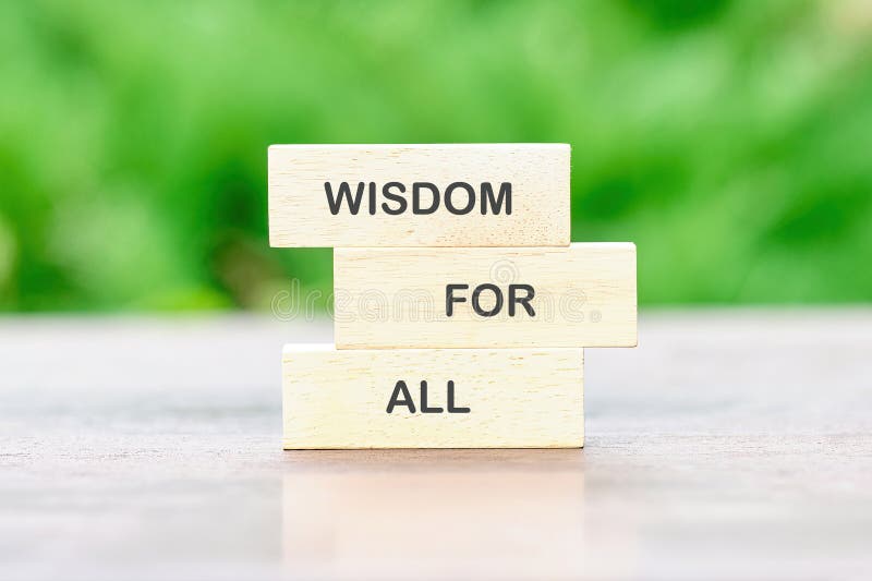 Blocks displaying the phrase wisdom for all emphasize importance of inclusive education encouraging a culture knowledge and shared image libre de droits