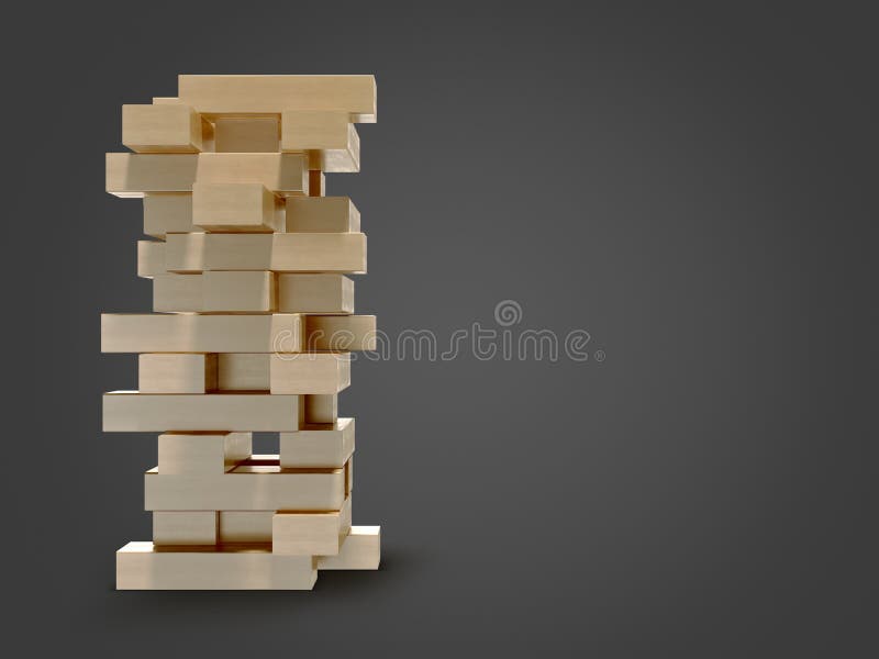 Blocks Wood Game Jenga on Black Background. Stock Illustration ...