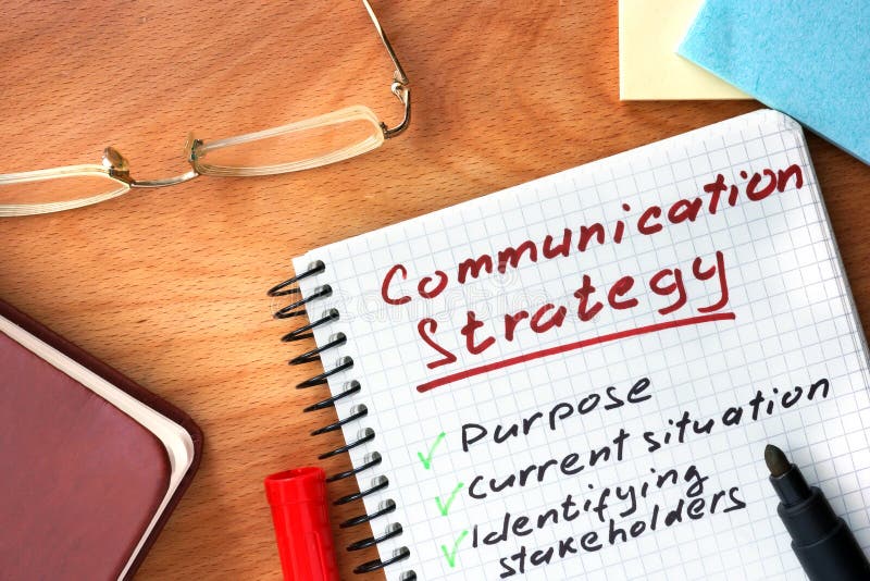 Blocnote met Communicatiestrategieconcept royalty-vrije stock foto Blocnote met Communicatiestrategieconcept royalty-vrije stock foto