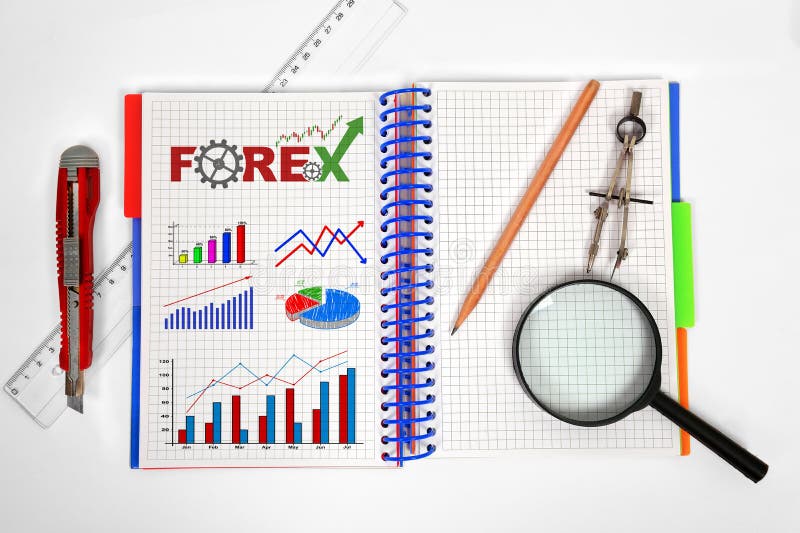 Blocnote met forex grafiek royalty-vrije stock foto Blocnote met forex grafiek royalty-vrije stock foto