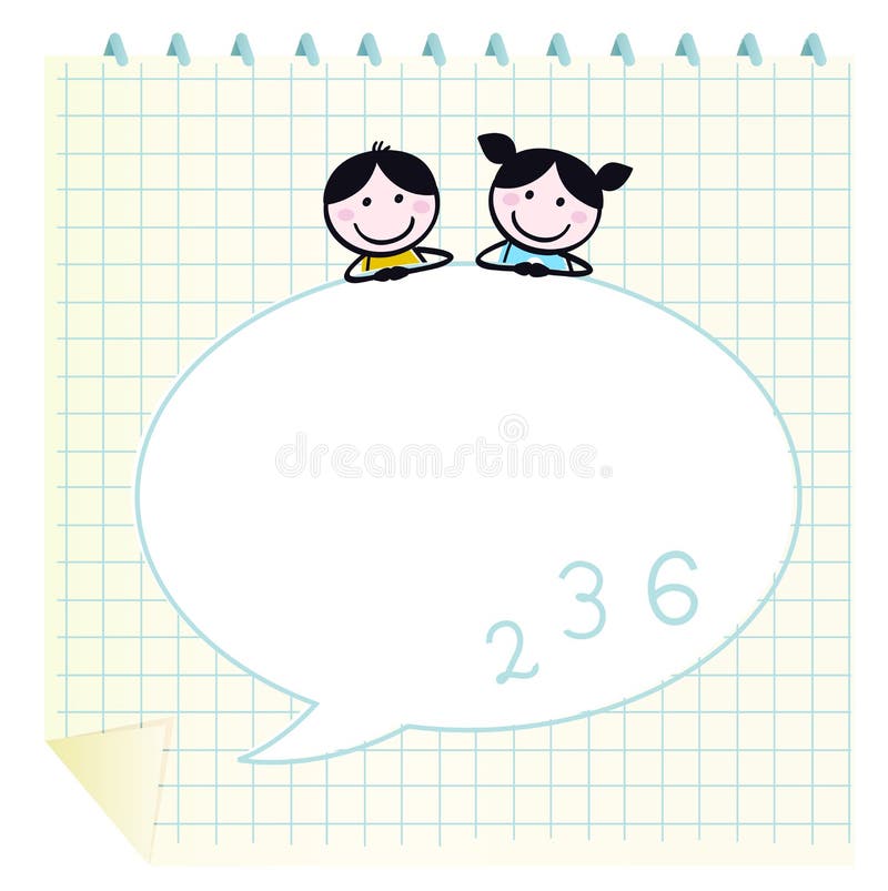 Bloco de notas bonito feliz dos miúdos & do Doodle com grade. ilustração do vetor Bloco de notas bonito feliz dos miúdos & do Doodle com grade. ilustração do vetor