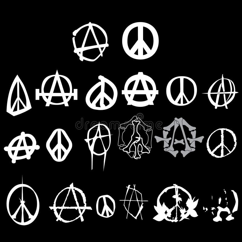 Bloco do logotipo da paz da anarquia do símbolo