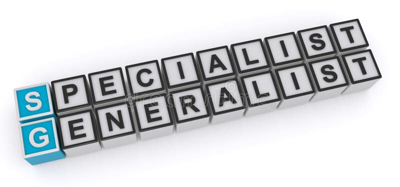 Blocuri de cuvinte generaliste specializate stock illustration